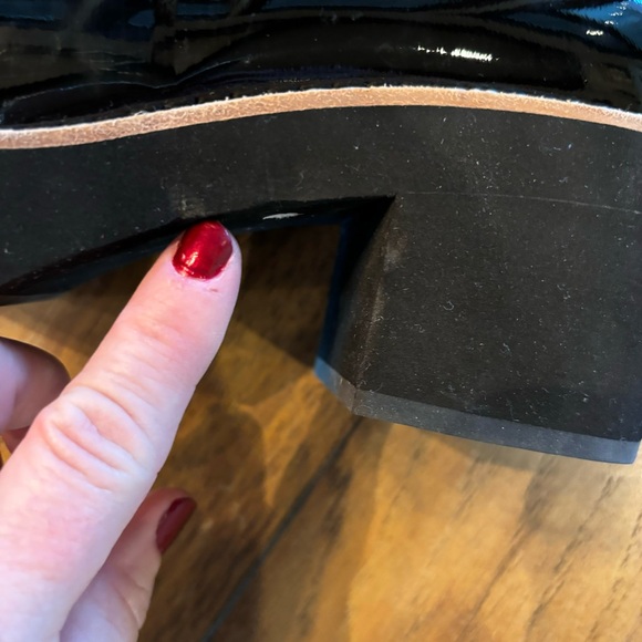 Eileen Fisher Harria Patent Heeled Platform Loafers in Black, size 6.5 - Picture 10 of 11